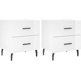 vidaXL Nachtkastjes 2 st 40x35x47,5 cm bewerkt hout hoogglans wit