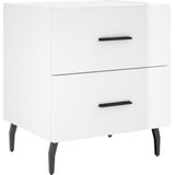 vidaXL Nachtkastjes 2 st 40x35x47,5 cm bewerkt hout hoogglans wit