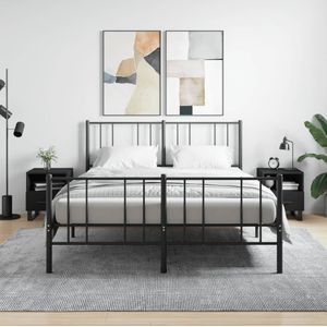 VidaXL Nachtkastjes 2 st 40x35x47,5 cm Bewerkt Hout Zwart