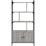 vidaXL-Boekenkast-met-deuren-76,5x30x154,5-cm-hout-grijs-sonoma-eiken