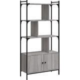 vidaXL-Boekenkast-met-deuren-76,5x30x154,5-cm-hout-grijs-sonoma-eiken