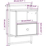 vidaXL Nachtkastje wandgemonteerd 40x30x61 cm hout grijs sonoma eiken