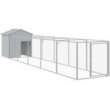 vidaXL - Hondenhok - met - dak - 117x609x123 - cm - staal - lichtgrijs