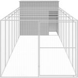 Vidaxl - Hundehütte mit Auslauf Hellgrau 214x865x181 cm Verzinkter Stahl