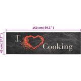 Vidaxl - Küchenteppich Waschbar Cooking Schwarz 45x150 cm Samt