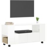 vidaXL Tv-meubel 102x34,5x43 bewerkt hout hoogglans wit