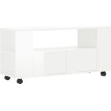 vidaXL Tv-meubel 102x34,5x43 bewerkt hout hoogglans wit