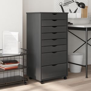 Rollschrank mit Schubladen moss Grau Massivholz Kiefer Vidaxl