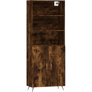 VidaXL Hoge Kast 69,5x34x180 cm Bewerkt Hout Gerookt Eiken