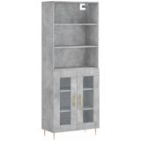 vidaXL Hoge kast 69,5x34x180 cm bewerkt hout betongrijs