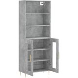vidaXL Hoge kast 69,5x34x180 cm bewerkt hout betongrijs