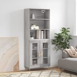 vidaXL - Hoge - kast,5x34x180 - cm - bewerkt - hout - grijs - sonoma - eikenkleurig