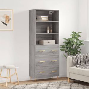 vidaXL Highboard Grau Sonoma 69,5x34x180 cm Holzwerkstoff
