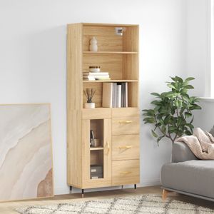 vidaXL - Hoge - kast,5x34x180 - cm - bewerkt - hout - sonoma - eikenkleurig