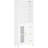 vidaXL Hoge kast 69,5x34x180 cm bewerkt hout wit