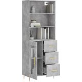 vidaXL - Hoge - kast - 69,5x34x180 - cm - bewerkt - hout - betongrijs