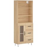 vidaXL - Hoge - kast - 69,5x34x180 - cm - bewerkt - hout - sonoma - eikenkleurig