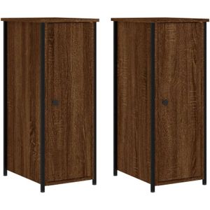 VidaXL Nachtkastjes 2 st 32x42x80 cm Bewerkt Hout Bruineikenkleurig