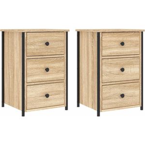 vidaXL Nachtkastjes - 2 Stuks - Sonoma Eikenkleurig - Bewerkte Hout