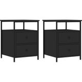 vidaXL - Nachtkastjes - 2 - st - 44x45x60 - cm - bewerkt - hout - zwart