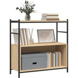 vidaXL - Boekenrek - 80x30x78,5 - cm - bewerkt - hout - en - ijzer - sonoma - eikenkleur