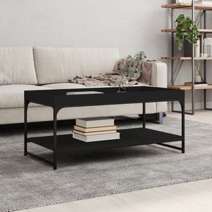 vidaXL - Salontafel - 100x49x45 - cm - bewerkt - hout - zwart