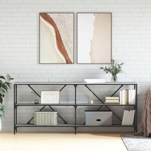 vidaXL Wandtafel - Grijs - Bewerkt Hout en IJzer - 180x30x75 cm