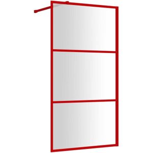 vidaXL - Inloopdouchewand - transparant - 100x195 - cm - ESG-glas - rood