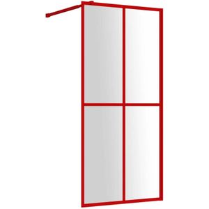 vidaXL - Inloopdouchewand - transparant - 90x195 - cm - ESG-glas - rood