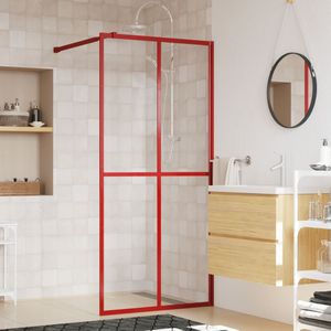 vidaXL - Inloopdouchewand - transparant - 100x195 - cm - ESG-glas - rood