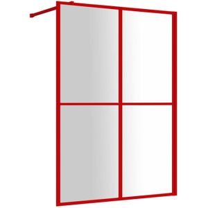 vidaXL Inloopdouchewand transparant 140x195 cm ESG-glas rood