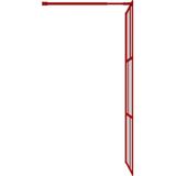 vidaXL Inloopdouchewand transparant 80x195 cm ESG-glas rood