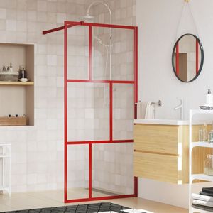 vidaXL - Inloopdouchewand - transparant - 80x195 - cm - ESG-glas - rood