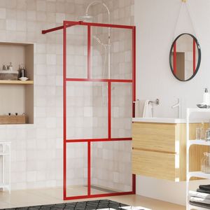 vidaXL - Inloopdouchewand - transparant - 90x195 - cm - ESG-glas - rood