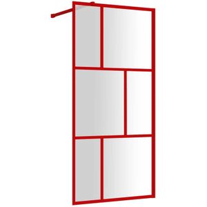 vidaXL - Inloopdouchewand - transparant - 90x195 - cm - ESG-glas - rood