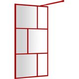 vidaXL Inloopdouchewand transparant 100x195 cm ESG-glas rood