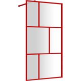 vidaXL Inloopdouchewand transparant 100x195 cm ESG-glas rood