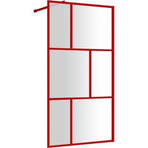 vidaXL Inloopdouchewand transparant 100x195 cm ESG-glas rood