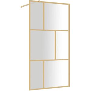 vidaXL - Inloopdouchewand - transparant - 115x195 - cm - ESG-glas - goudkleurig