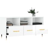 VidaXL TV-meubel 102x36x50 cm - Bewerkt Hout - Hoogglans Wit