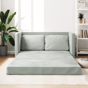Vidaxl - Bodensofa mit Schlaffunktion Hellgrau 122x204x55 cm Samt