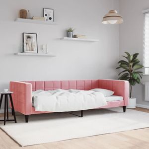 vidaXL Slaapbank 90x200 cm fluweel roze