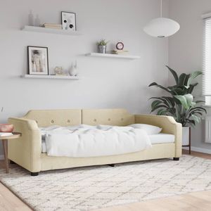 vidaXL - Slaapbank - 90x200 - cm - stof - crèmekleurig