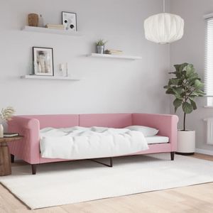 vidaXL - Slaapbank - 100x200 - cm - fluweel - roze