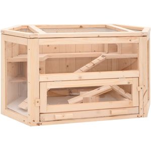 vidaXL Hamsterkooi - Hout - Met Draadgaas Dak - Voor Kleine Huisdieren
