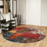 Patchwork Vloerkleed - Meerkleurig - Fluweel - Diameter 120 cm