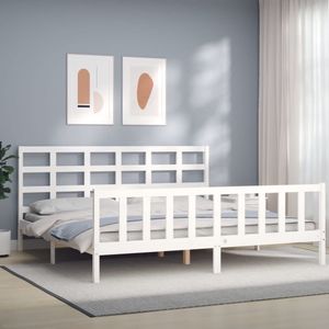 vidaXL Bedframe zonder matras massief grenenhout wit 200x200 cm