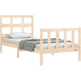 vidaXL Bedframe met hoofdbord massief hout 90x200 cm