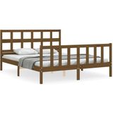 vidaXL Bedframe met hoofdbord massief hout honingbruin