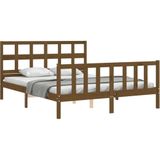 vidaXL Bedframe met hoofdbord massief hout honingbruin